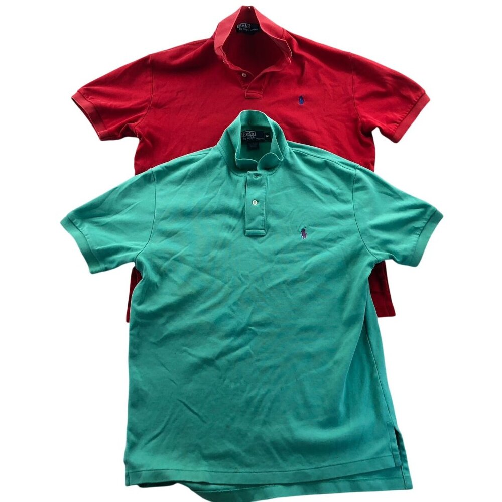 2 Polo Ralph Lauren Mens Polo Shirt Medium Lot Of Two Cotton Top Short Sleeve